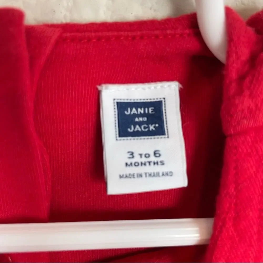 Janie & Jack Red Quilted Knit Long Sleeve Dress 3 to 6 months